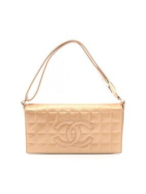 Chanel Shoulder Bag Choco Bar Metallic Gold Leather